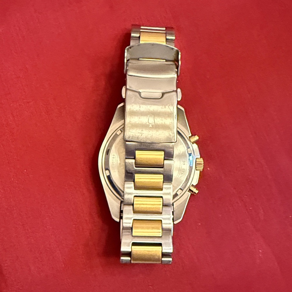 Bulova Gold and Blue Chronograph Bracelet Watch - Picture 5 of 11